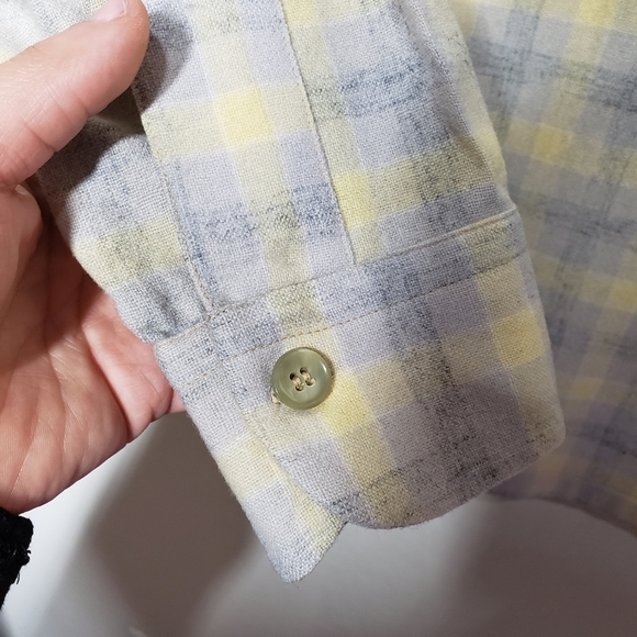 Pendleton Men's Fitted Plaid Board Shirt Light Gray/ Yellow Plaid Sz: Small - Picture 9 of 12